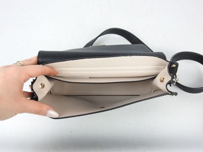 GUESS. Black grained leather shoulder bag....