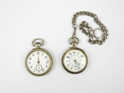 TWO silver case gousset watches and one chatelaine....