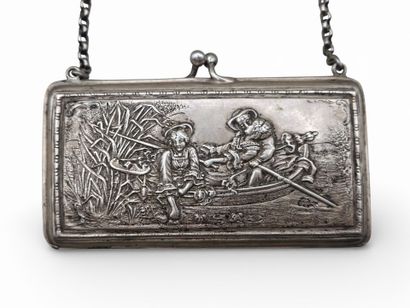 Rectangular silver MINAUDIÈRE, 800 thousandths,...