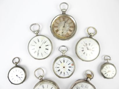 LOT of silver case pocket and collar watches....