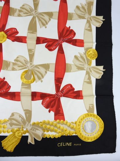 CELINE - Paris. Silk square with knot decoration....