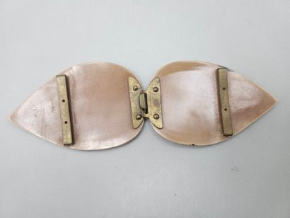 BOUCLE DE CEINTURE en plastique brun et beige...