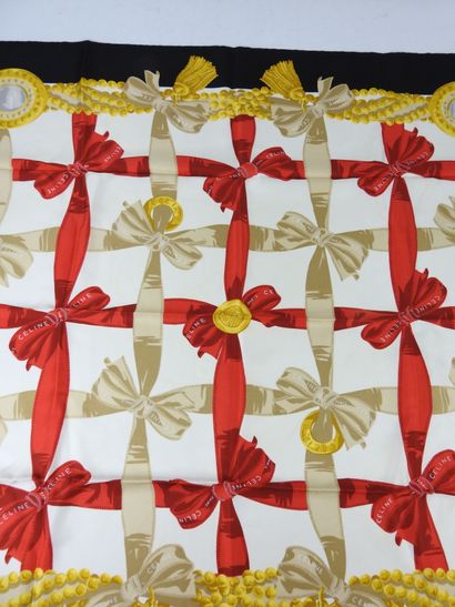 CELINE - Paris. Silk square with knot decoration....