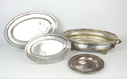 Three silver-plated serving platters, filet...