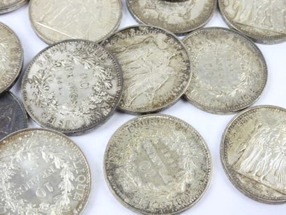 FRANCE. 24 monnaies 10 francs Hercule argent....
