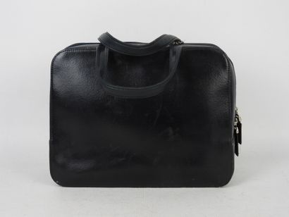 LANCEL - Paris. Navy leather handbag, 24...