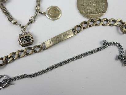 LOT in silver including chatelaine, curb...