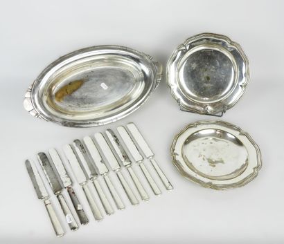 LOT in silver-plated metal including a pair...