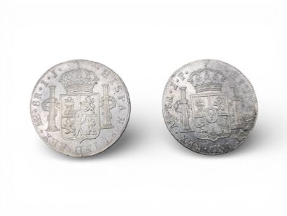 MEXIQUE,
Lot de 2 pièces en argent de 8 réaux,...