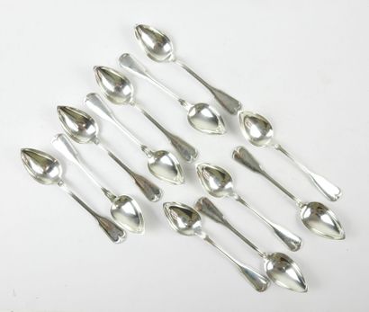 Suite of TWELVE MOKA SPoons in silver 800/1000°...