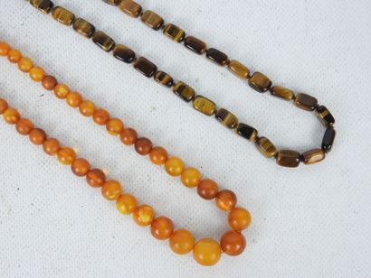 COSTUME JEWELRY. Lot including tiger eye...