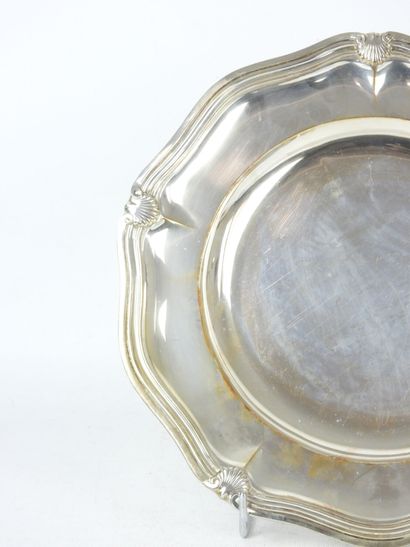 925/1000° silver serving plate with shell...