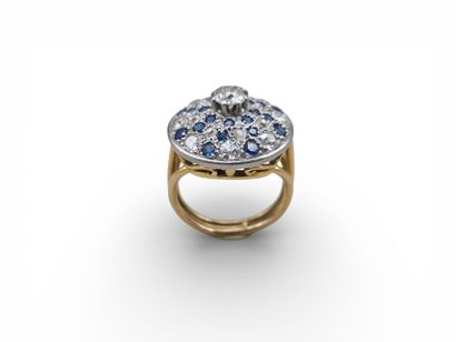 Bague cible en or jaune 750 millièmes et...