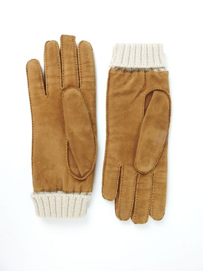 HERMES - Paris. Pair of skin and wool gloves....