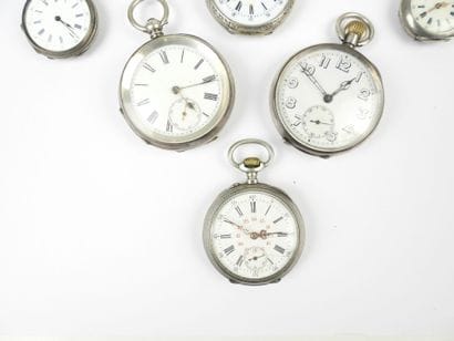 LOT of silver case pocket and collar watches....