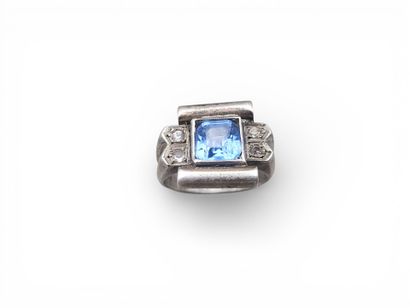 BAGUE géométrique en argent 925 millièmes...