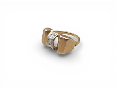Bague Tank en or jaune et gris 750 millièmes...