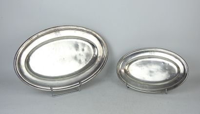 Three silver-plated serving platters, filet...