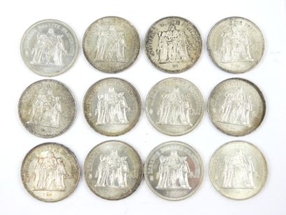 FRANCE. 12 monnaies 50 Francs Hercule en...