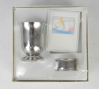 Two silver-plated BIRTHING GIFT BOXES including...