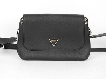 GUESS. Black grained leather shoulder bag....