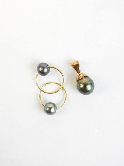 Set of earrings and pendant in 750/1000°...
