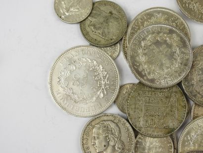 FRANCE. Lot de monnaies argent francs Semeuse,...