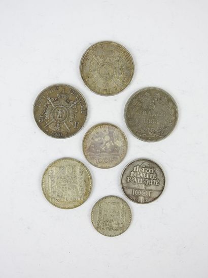 FRANCE. 7 monnaies diverses argent. 134 ...