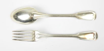 A silver-plated set of cutlery, including...