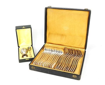 Twelve LARGE silver-plated COUVERTS of the...