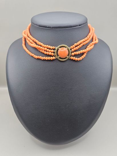 Collier ras de cou à 4 rangs de perles de...