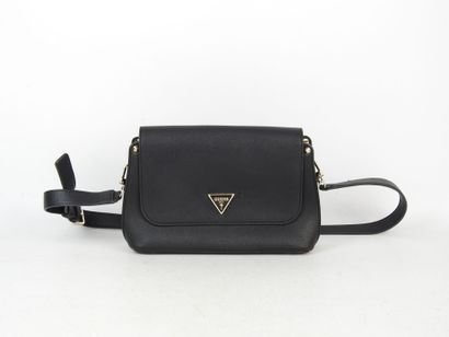 GUESS. Black grained leather shoulder bag....