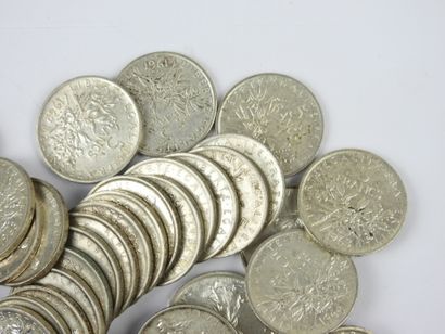 FRANCE. Lot de 5 francs Semeuse argent. Poids...
