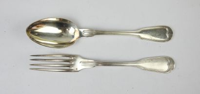 Twelve LARGE silver-plated COUVERTS of the...