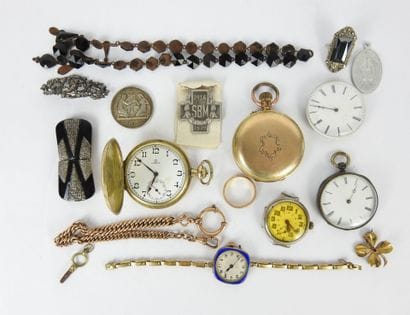 OMEGA. Gilt metal pocket watch, white enamel...