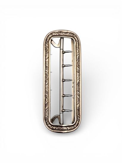 Silver and silver-gilt BELT BUCKLE with chased...