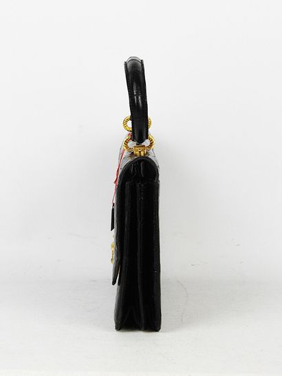 In the style of GUCCI. Black leather crocodile...