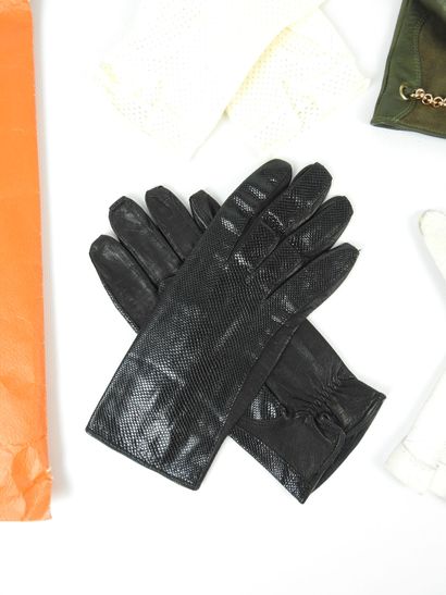 Pair of white peccary gloves. Size 6.5. Worn...