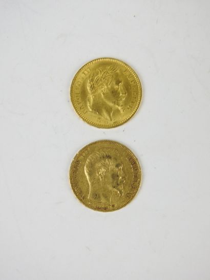 FRANCE. Second Empire. 2 monnaies 20 frcs...