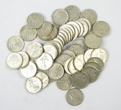 FRANCE. Lot de 5 francs Semeuse argent. Poids...