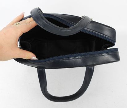 LANCEL - Paris. Navy leather handbag, 24...