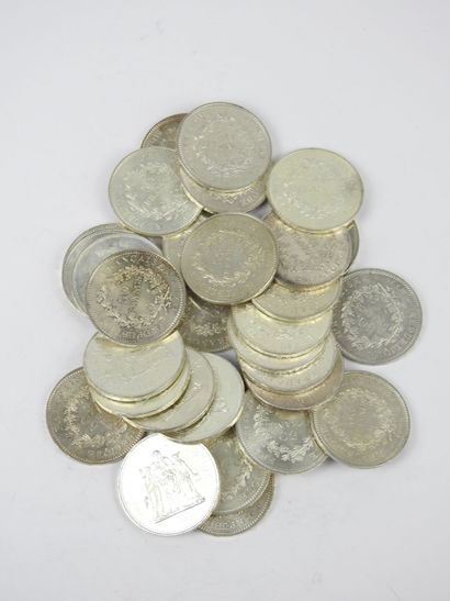 FRANCE. 31 monnaies 50 francs Hercule argent....
