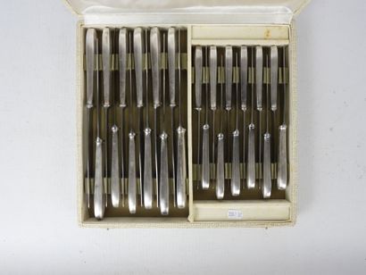 CHRISTOFLE. Silver-plated knife set comprising...
