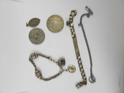 LOT in silver including chatelaine, curb...