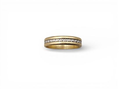 Bague anneau en or jaune et gris 750 millièmes...