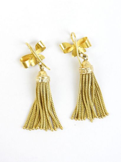 Paire de BOUCLES D'OREILLES en or jaune 750/1000°...
