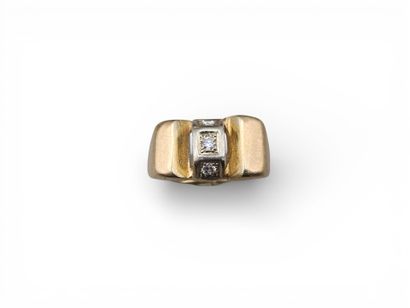 Bague Tank en or jaune et gris 750 millièmes...