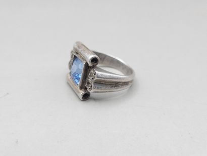 BAGUE géométrique en argent 925 millièmes...