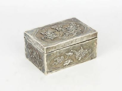 Silver COFFRET with chased and repoussé decoration...