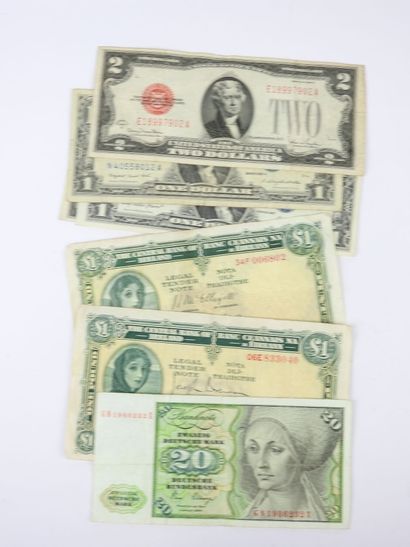 WORLD. Lot of banknotes from USA, Mexico,...